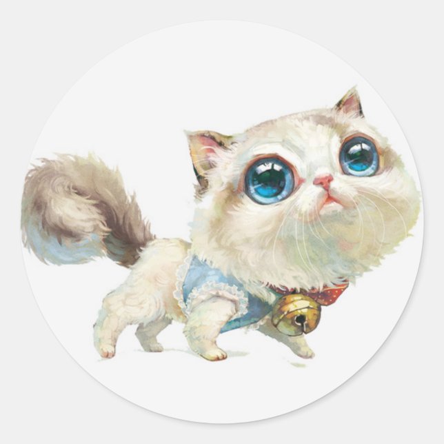 Lynx Point Siamese Cat Character Stickers- 6 Runder Aufkleber (Vorderseite)