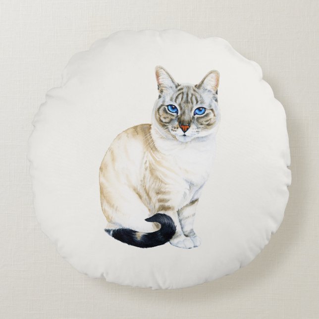 Lynx Point Siamese Cat Personalisiert Rundes Kissen (Vorderseite)