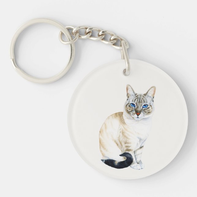 Lynx Point Siamese Cat Personalisiert Schlüsselanhänger (Vorderseite)