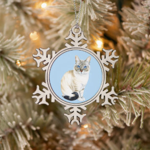 Lynx Point Siamese Cat Winter Holiday Pub Schneeflocken Zinn-Ornament