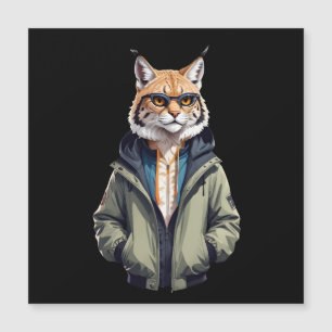Lynx Wearing Hoodie Funny Coole Tierart Magnetkarte