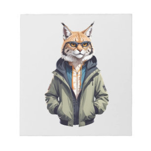 Lynx Wearing Hoodie Funny Coole Tierart Notizblock