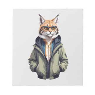 Lynx Wearing Hoodie Funny Coole Tierart Notizblock