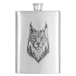 Lynx Wild Animal Nature Illustration Art Tattoo Flachmann