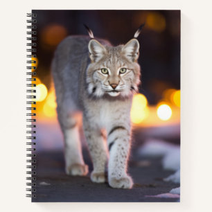 Lynx Wildlife Animal auf der Straße im Freien Notizbuch