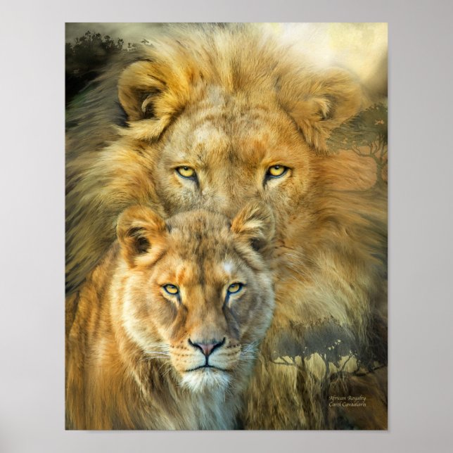 Lyon and Lioness African Royalty Art Poster/Prinz Poster (Vorne)