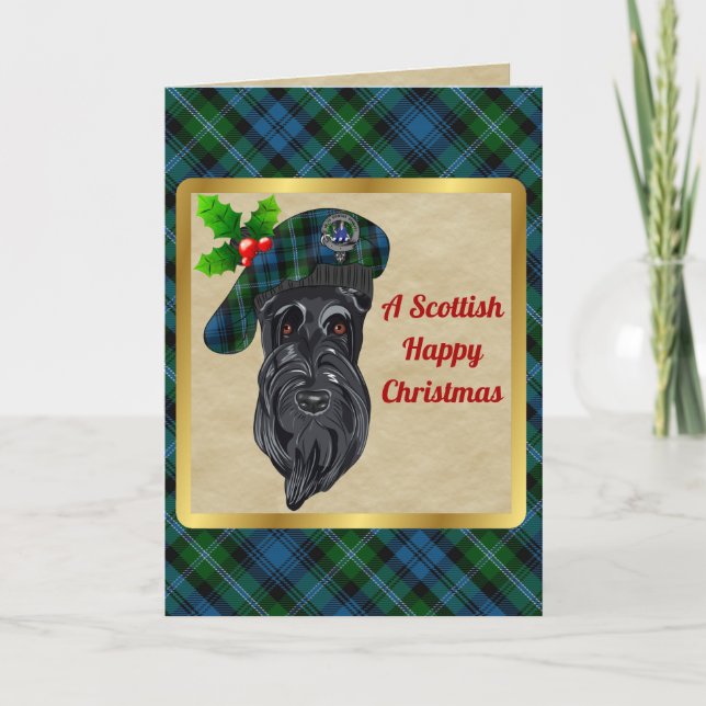 Lyon Clan Abzeichen & Tartan Personalisiert Xmas Karte (Vorderseite)
