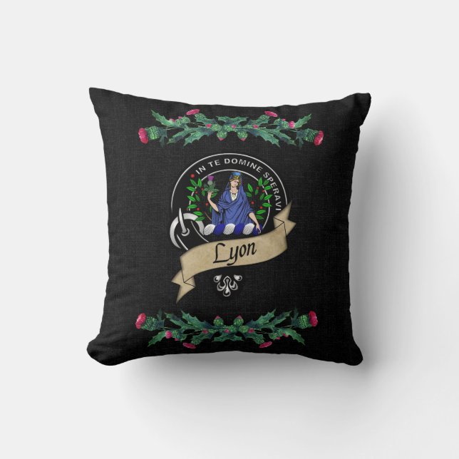 Lyon Clan Abzeichen & Tartan Thistle Kissen (Vorderseite)