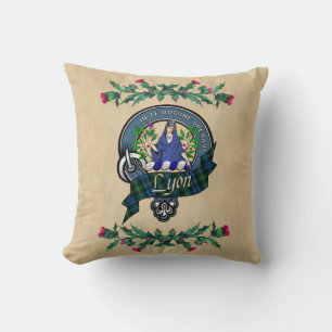 Lyon Clan Abzeichen & Tartan Thistle Throw Kissen