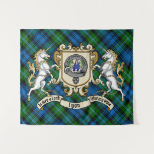 Lyon Clan Abzeichen & Unicorns w/Tartan Wandteppich