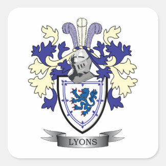 Lyon-Familienwappen-Wappen Quadratischer Aufkleber