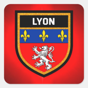 Lyon Flag Quadratischer Aufkleber