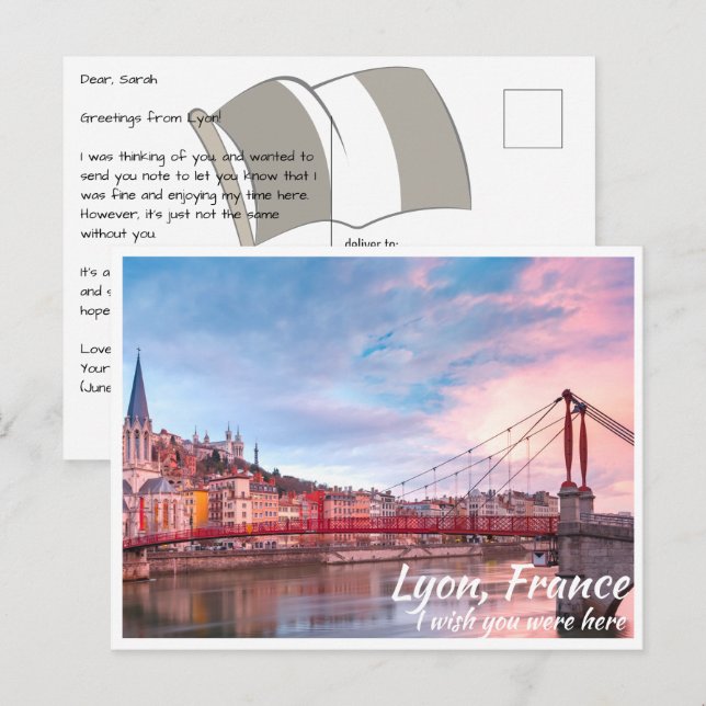 Lyon France avec carte postale Bridge (Devant / Derrière)