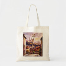 Lyon France Basilica Retro Vintage Watercolor Art