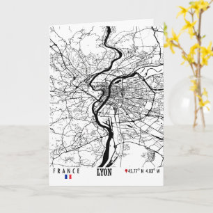 Lyon, France Carte routière Art - Tons de la Terre