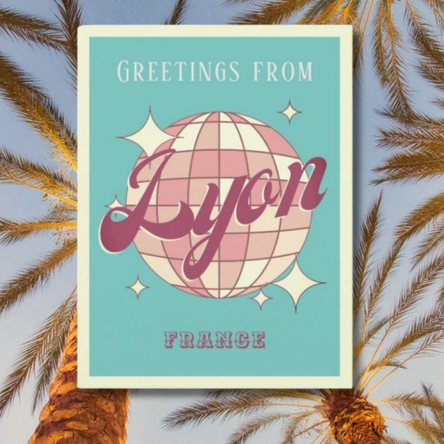 Lyon France Retro Vintages Party Postkarte (Von Creator hochgeladen)