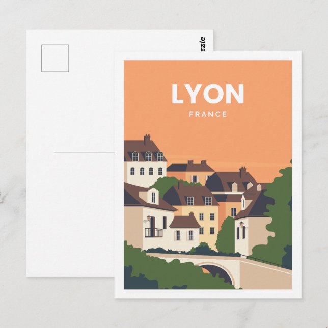 Lyon Frankreich Berühmter Reiseort Illustration Postkarte (Vorne/Hinten)