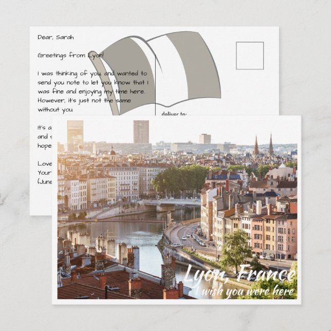 Lyon Frankreich mit der Postcard Postkarte (Vorne/Hinten)