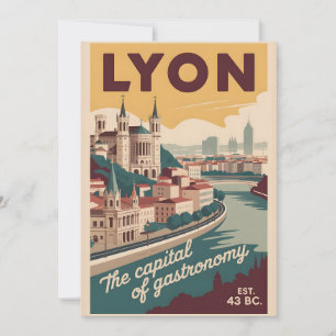 Lyon Frankreich Retro-Silhouette Stadtansicht Reis Feiertagskarte