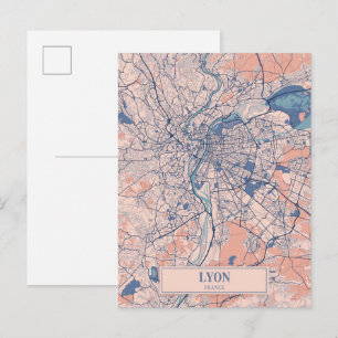 Lyon Frankreich Windige Stadtplan Reise Postkarte