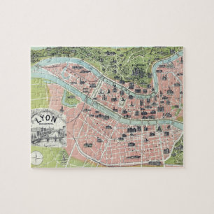 Lyon Monumental Map Garnier Freres Paris 1894