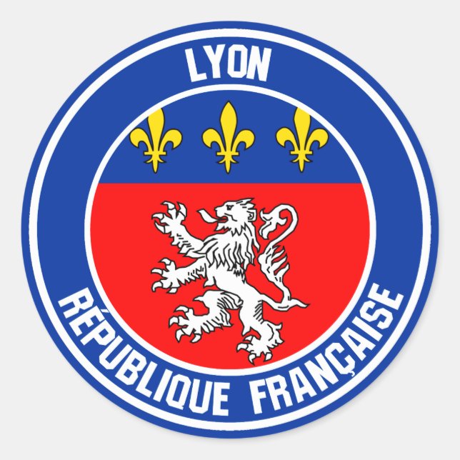 Lyon Round Emblem Runder Aufkleber (Vorderseite)