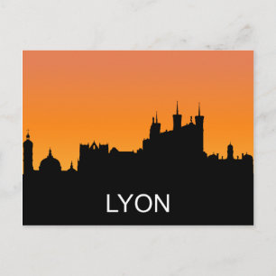 Lyon Silhouette, Sommeruntergang, Illustration Postkarte