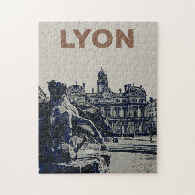 Lyon the Bartholdi Fountain Illustration France Po (Vertikal)
