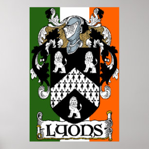 Lyon-Wappen irischen Flaggen-Druck Poster