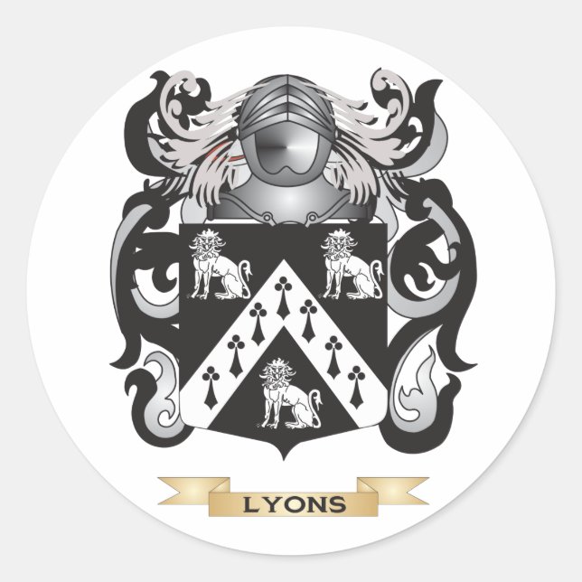 Lyonenmatte von Waffen (Familienwappen) Runder Aufkleber (Vorderseite)