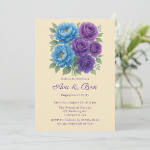 Lyons Blue Peony & Fig Lila Engagement Party Einladung