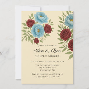 Lyons Blue Peony & Rote Rosen Einladung