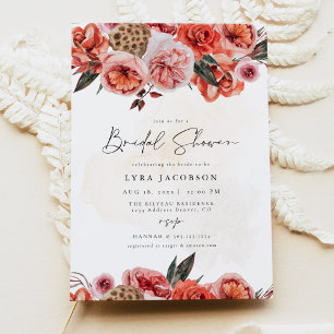 LYRA Bohemisches Burgundy Fall Blumenfloral Brautp Einladung