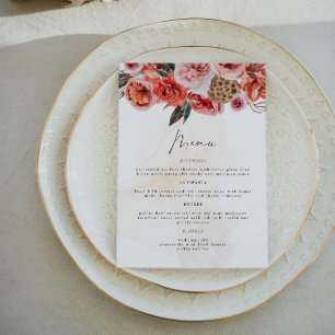 LYRA Boho Fall Floral Dinner Menu Cards Menükarte