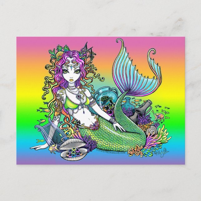 "Lyra" Rainbow Sea Scape Mermaid Postkarte (Vorderseite)