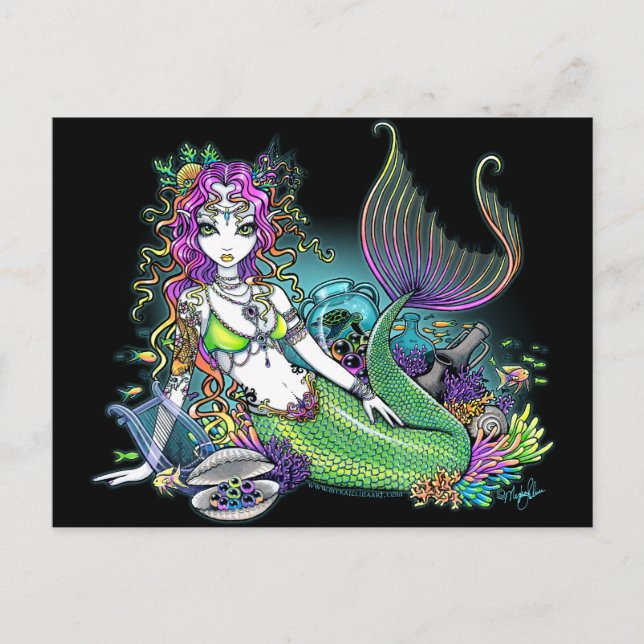 "Lyra" Tropischer Regenbogen Meerjungfrau Art Post Postkarte (Vorderseite)