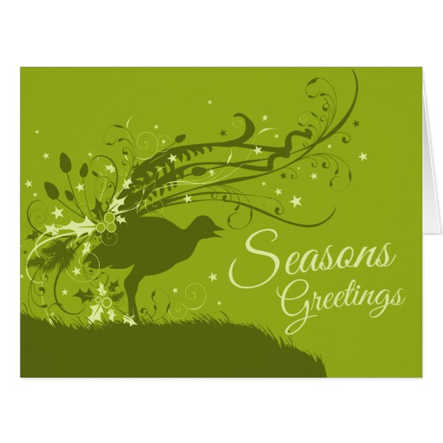 Lyrebird festlich grün australische Weihnachtskart (Vorderseite (Horizontal))