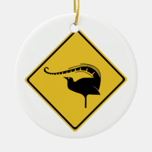 Lyrebird-Überfahrt, handeln Warnzeichen, Keramik Ornament