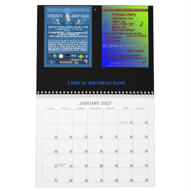 LYRICAL 2008 CALENDAR KALENDER (Jan 2027)