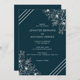 Lys blancs Faire-part de mariage à main