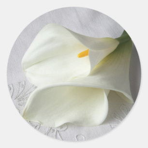 lys calla blanche sur les autocollants de tissu dé