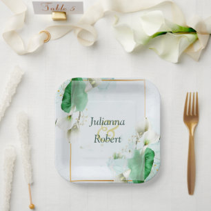 Lys calla blancs assiettes en papier