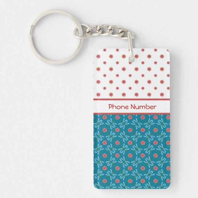 Lys d'eau et libellules, Porte - clé personnalisé (Devant)