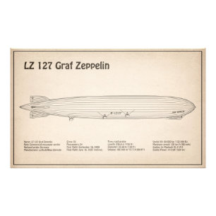 LZ 127 Graf Zeppelin - Luftschiff Blueprint Plans  Fotodruck