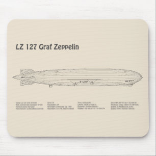 LZ 127 Graf Zeppelin - Luftschiff Blueprint Plans  Mousepad