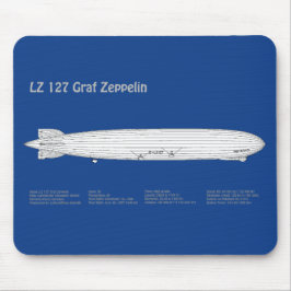 LZ 127 Graf Zeppelin - Luftschiff Blueprint Plans Mousepad