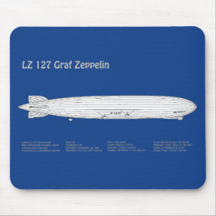 LZ 127 Graf Zeppelin - Luftschiff Blueprint Plans  Mousepad