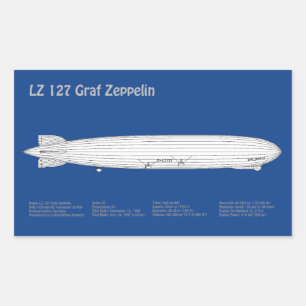 LZ 127 Graf Zeppelin - Luftschiff Blueprint Plans Rechteckiger Aufkleber