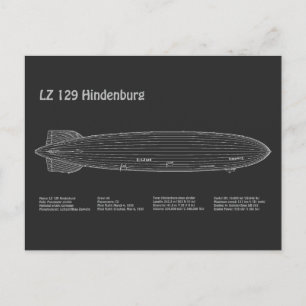 LZ 129 Hindenburg - Flugplan PD Postkarte