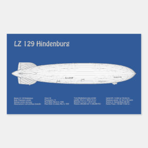 LZ 129 Hindenburg - Luftschifffahrtspläne ABD Rechteckiger Aufkleber